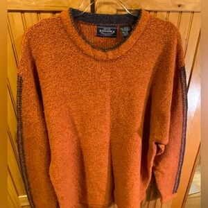 Sonoma Men's Rust and Navy Crewneck Sweater